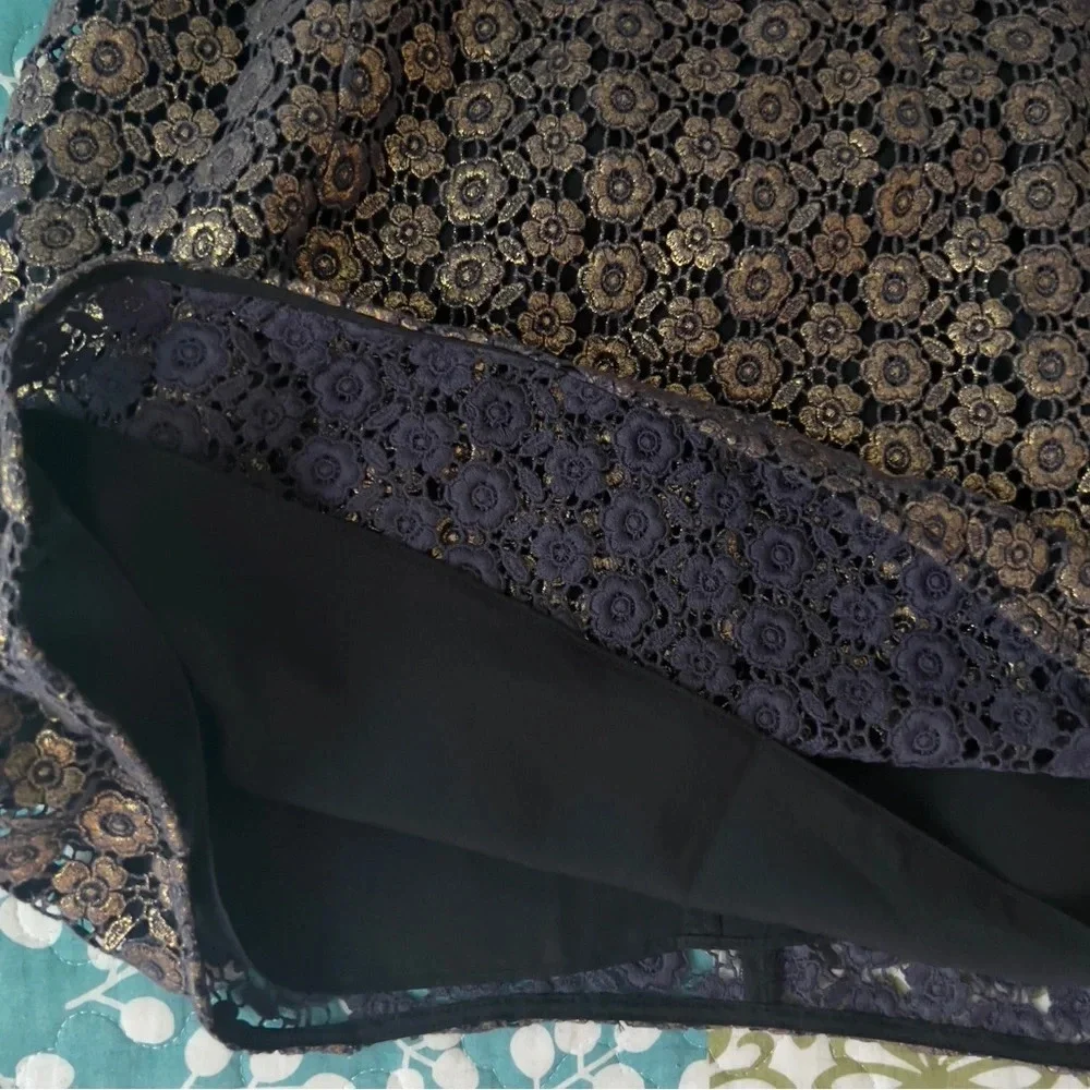 Juicy Couture Gold Overlay Embroidered Black Dress Size 4 - Picture 7 of 12